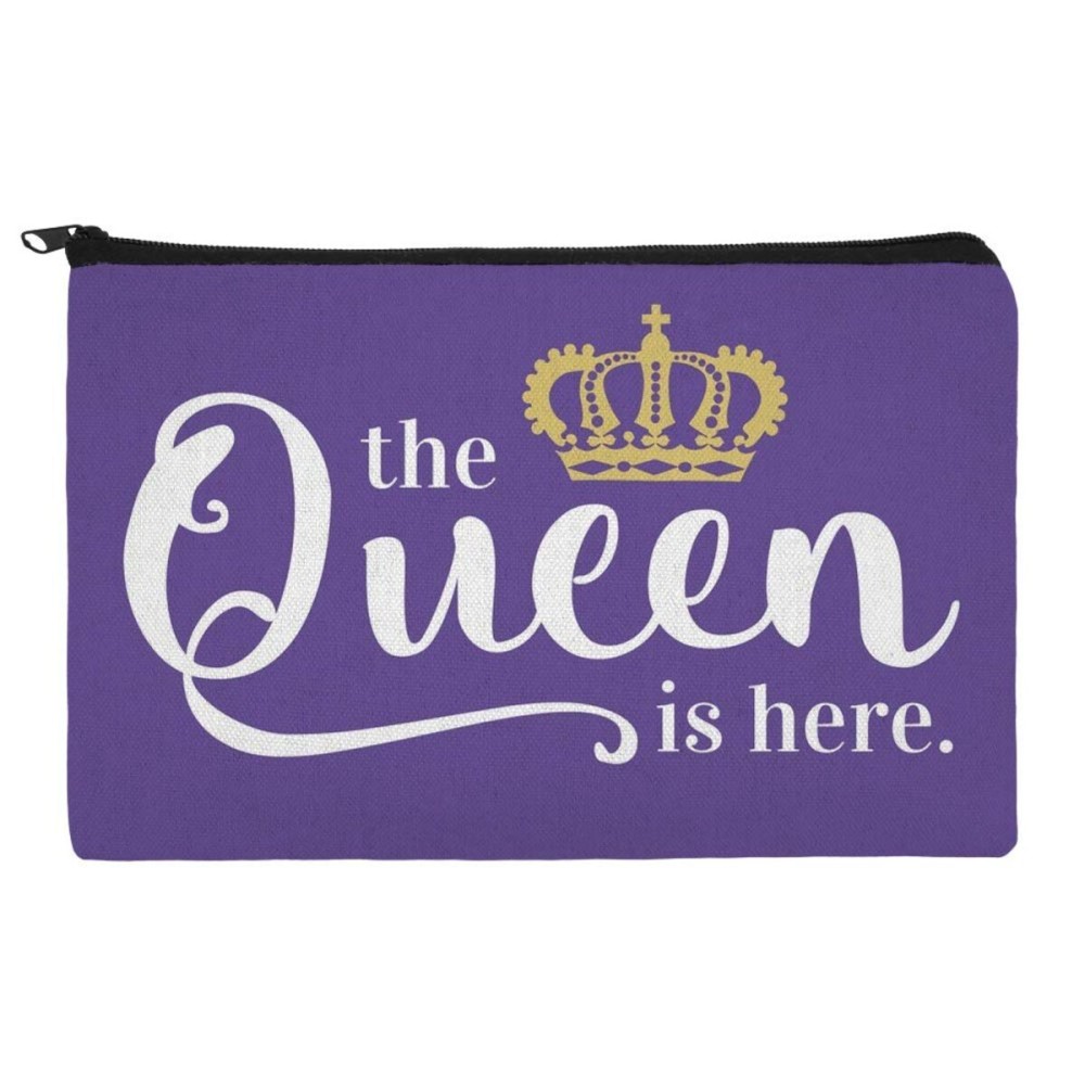 The Queen is Here Crown Royalty Makeup Cosmetic Bag Organizer Pouch