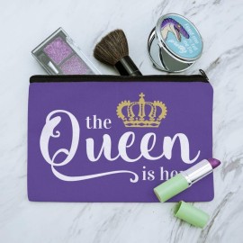 The Queen is Here Crown Royalty Makeup Cosmetic Bag Organizer Pouch