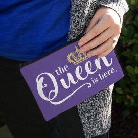 The Queen is Here Crown Royalty Makeup Cosmetic Bag Organizer Pouch