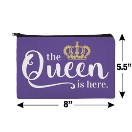 The Queen is Here Crown Royalty Makeup Cosmetic Bag Organizer Pouch