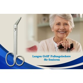 SMI 16 cm Long Handle Toenail Scissors for Seniors Podiatrist Nail Clippers for Disabled Thick & Ingrown Nails Stainless Steel Nail Scissors Nail Cutters (Large)