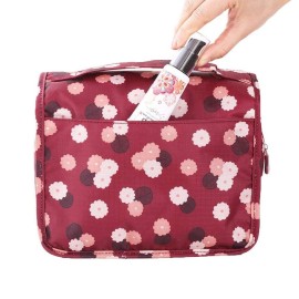 Axgo Multifunctional Cosmetic Portable Travel Folding Make up Toiletry Bags with Hook, Red