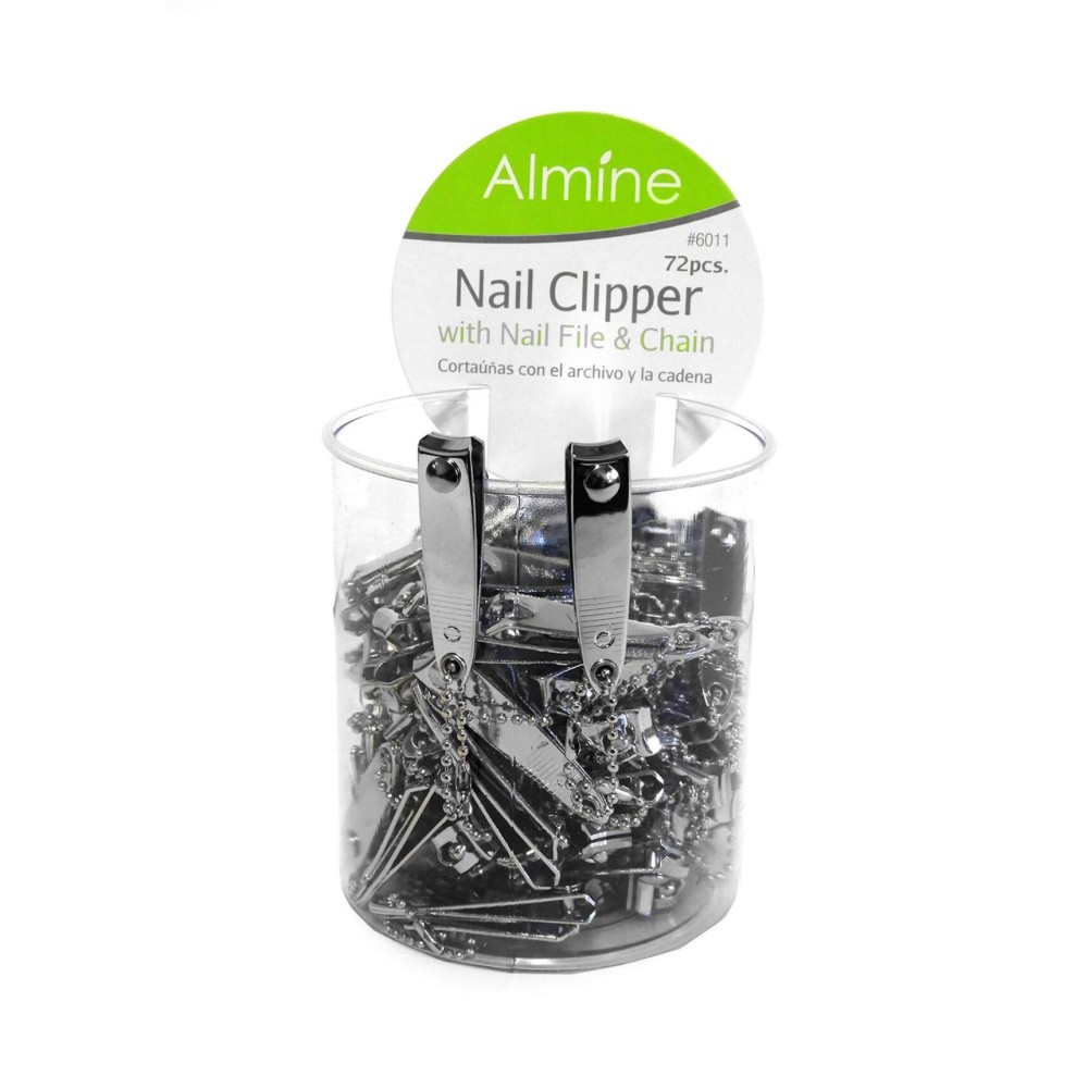 Wholesale Lot of 72 Professional Stainless Steel Nail Clippers with Nail File & Chain