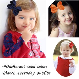 40 Colors Hair Bows for Girls 4.5inch Boutique Grosgrain Ribbon Bows Alligator Hair Clips Hair Accessories for Baby Girls Toddlers Kids Children Teens