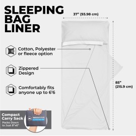 Tough Outdoors Sleeping Bag Liner - Adult Sleep Sack & Travel Sheets for Hotel - Travel Sleep Sack Backpacking & Camping - Sleeping Bag Liners - Hotel Bed Covering for Traveling