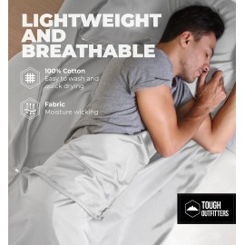 Tough Outdoors Sleeping Bag Liner - Adult Sleep Sack & Travel Sheets for Hotel - Travel Sleep Sack Backpacking & Camping - Sleeping Bag Liners - Hotel Bed Covering for Traveling