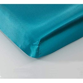 California Drapes Soft & Silky Satin Crib Fitted Sheet, Great for Babies with Sensitive Hair, Fully Elastic All Around for A Secure Fit (Teal)