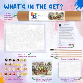 Ledgebay DIY Paint by Numbers Kit for Adults Unframed Canvas Beginner to Advanced Paint by Numbers Kit,Kits Include Acrylic Paint Set, Brushes & Tabletop Easel, (Rita Pansies 16x20 Unframed)