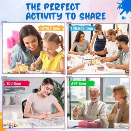 Ledgebay DIY Paint by Numbers Kit for Adults Unframed Canvas Beginner to Advanced Paint by Numbers Kit,Kits Include Acrylic Paint Set, Brushes & Tabletop Easel, (Rita Pansies 16x20 Unframed)