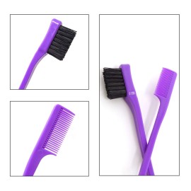 Honbay 5PCS Double Sided Edge Brushes 2 In 1 Edge Control Hair Brush Comb Combo (Purple) Honbay 5PCS Double Sided Edge Brushes 2 In 1 Edge Control Hair Brush Comb Combo (Purple)