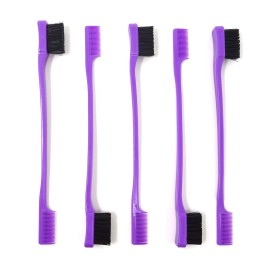 Honbay 5PCS Double Sided Edge Brushes 2 In 1 Edge Control Hair Brush Comb Combo (Purple) Honbay 5PCS Double Sided Edge Brushes 2 In 1 Edge Control Hair Brush Comb Combo (Purple)