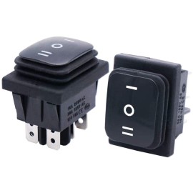 Twidec/2Pcs Waterproof Rocker Toggle Switch 16A 250V 20A 125V AC 6 Pins 3 Position ON/Off/ON DPST Boat Or Car Black KCD4-203N-BK-W