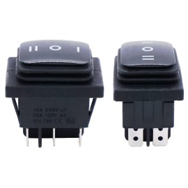 Twidec/2Pcs Waterproof Rocker Toggle Switch 16A 250V 20A 125V AC 6 Pins 3 Position ON/Off/ON DPST Boat Or Car Black KCD4-203N-BK-W