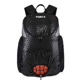 Point 3 Road Trip 2.0 Backpack Basketball Backpack with Drawstrong Closure | Ventilated Mesh Shoe Pocket Compartment | Black