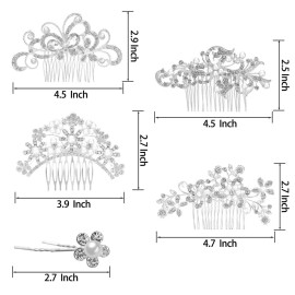 24 Pieces Wedding Hair Comb Rhinestone Hair Pins Bridal Pearl Hair Clips Side Hair Accessories U Shaped Pearl Hair Pins for Brides Bridesmaids