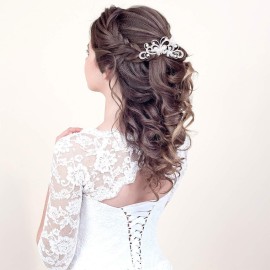 24 Pieces Wedding Hair Comb Rhinestone Hair Pins Bridal Pearl Hair Clips Side Hair Accessories U Shaped Pearl Hair Pins for Brides Bridesmaids