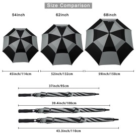 G4Free 54 Inch Automatic Open Golf Umbrella Windproof Extra Large Oversize Double Canopy Vented Windproof Waterproof Stick Umbrellas for Men (Black/Gray) G4Free 54 Inch Automatic Open Golf Umbrella Windproof Extra Large Oversize Double Canopy Vented Windproof Waterproof Stick Umbrellas for Men (Black/Gray)