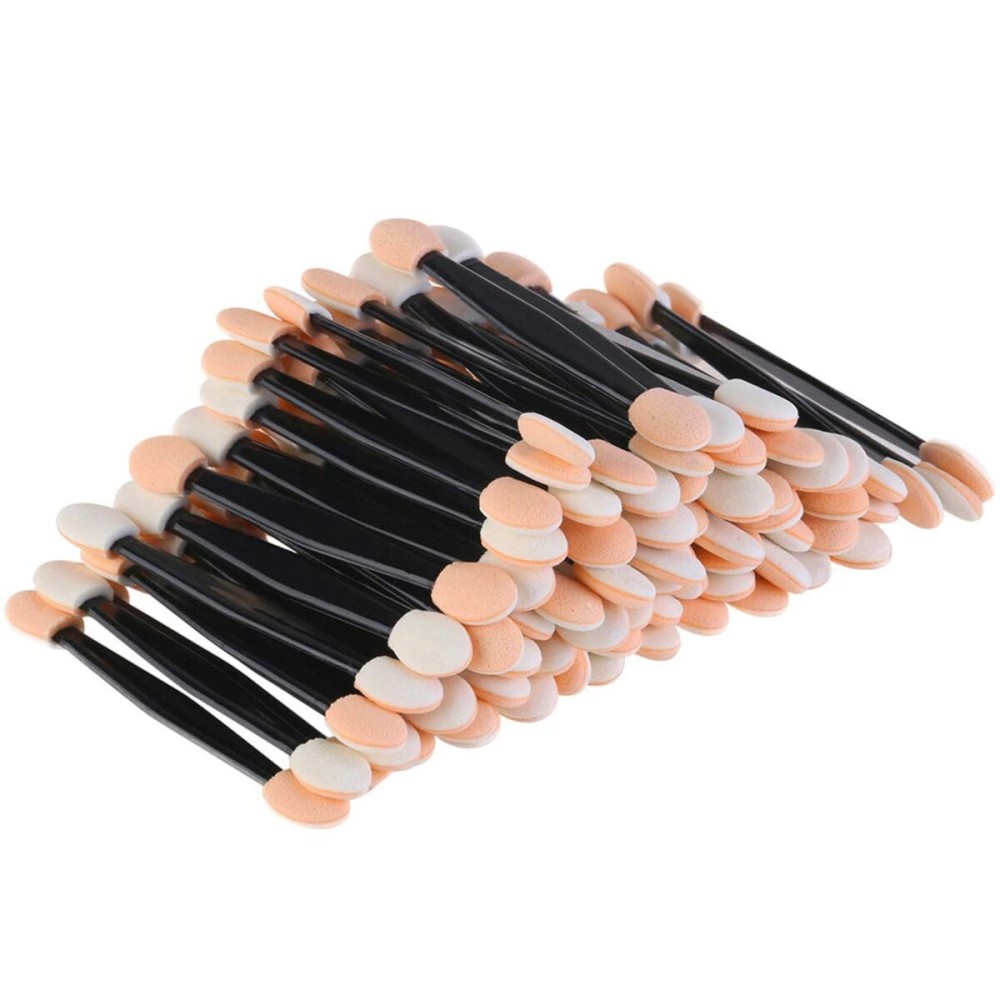 JASSINS 50pcs Eyeshadow Applicators, Disposable Eyeshadow Sponge Brush Double-Sided Eye Makeup Sponge Applicators