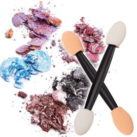 JASSINS 50pcs Eyeshadow Applicators, Disposable Eyeshadow Sponge Brush Double-Sided Eye Makeup Sponge Applicators