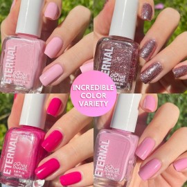 Eternal Glitter Nail Polish Set for Women (PINKY PROMISE) - Light Pink Nail Polish Set for Girls | Quick Dry & Long Lasting Nail Polish Kit for Home DIY Mani Pedi | Made in USA, 13.5mL (Set of 4)