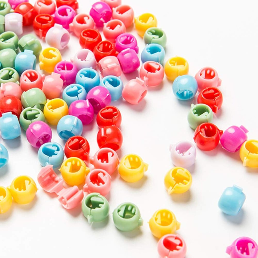 Hair Claw Clips Mini Hair Bangs 50 Piece Rainbow Beads Clip For Kids Girls Women Hanmei (Rainbow Opaque Mix)