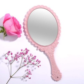 Yangshine Handheld Mirror with Handle, Makeup Compact Travel Hand Mirrors Mini Vintage Make Up Hand Held Mirror Oval Purse Packet Mirror for Women Girls