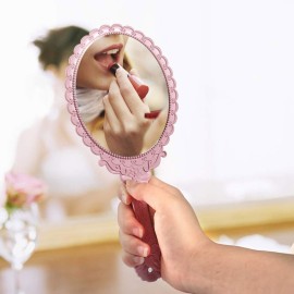 Yangshine Handheld Mirror with Handle, Makeup Compact Travel Hand Mirrors Mini Vintage Make Up Hand Held Mirror Oval Purse Packet Mirror for Women Girls