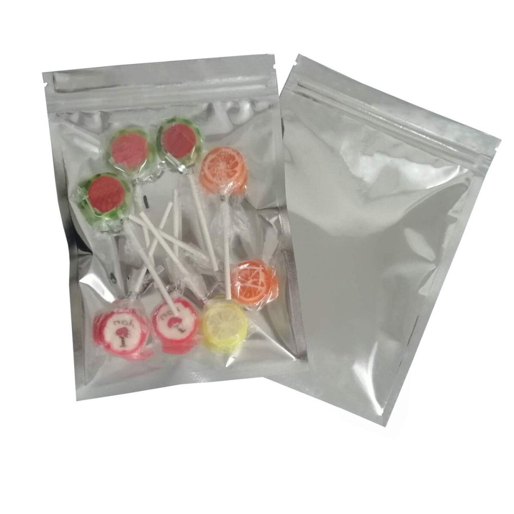 50 Pack Mylar Bags - 5.5x7.8 Inch Resealable Clear Zip Lock Food Storage Bags, Food Safe Plastic Aluminum Material - Silver 50 Pack Mylar Bags - 5.5x7.8 Inch Resealable Clear Zip Lock Food Storage Bags, Food Safe Plastic Aluminum Material - Silver