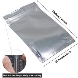 50 Pack Mylar Bags - 5.5x7.8 Inch Resealable Clear Zip Lock Food Storage Bags, Food Safe Plastic Aluminum Material - Silver 50 Pack Mylar Bags - 5.5x7.8 Inch Resealable Clear Zip Lock Food Storage Bags, Food Safe Plastic Aluminum Material - Silver