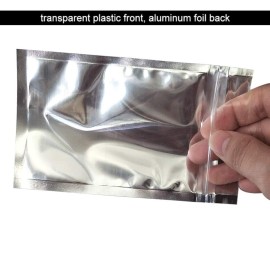 50 Pack Mylar Bags - 5.5x7.8 Inch Resealable Clear Zip Lock Food Storage Bags, Food Safe Plastic Aluminum Material - Silver 50 Pack Mylar Bags - 5.5x7.8 Inch Resealable Clear Zip Lock Food Storage Bags, Food Safe Plastic Aluminum Material - Silver