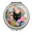 Black Cat Hiding in Spring Flowers Compact Travel Purse Handbag Makeup Mirror
