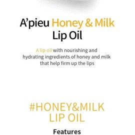 A\'PIEU Honey & Milk Lip Oil I Korean Lip Oil, Long-Lasting Moisture, Nourishing Extracts, Smooth Finish, Lightweight