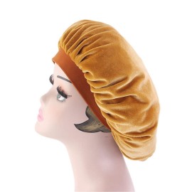 Qianmome Women Chemo Beauty Salon Night Sleep Cap Head Cover Velvet Bonnet Hat durag Sleeping Caps