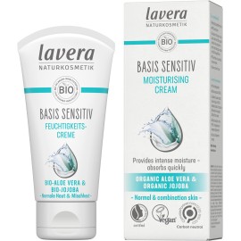 lavera Basis Sensitive Moisturizing Cream, vegan, organic skin care, natural and innovative cosmetics, 1.69 Fl Oz