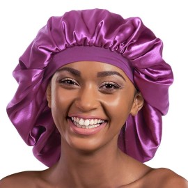 Alnorm Extra Large Satin Sleep Bonnet Dreadlock Satin Cap Purple