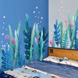 Amaonm Creative Cartoon Removable 3D Under The Sea World Nature Scenery Wall Stickers Ocean Grass Colorful Seaweed Baseboard Wall Decal for Wall Corner Nursery Room Bathroom Living Room (Grass)