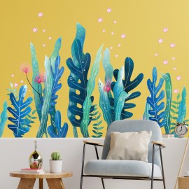 Amaonm Creative Cartoon Removable 3D Under The Sea World Nature Scenery Wall Stickers Ocean Grass Colorful Seaweed Baseboard Wall Decal for Wall Corner Nursery Room Bathroom Living Room (Grass)