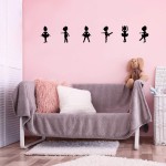 Set of 6 Vinyl Wall Art Decal - Little Ballerina Girls - from 11 to 9 Each - Cute Tiny Dancer Toddlers Teens Home Bedroom Playroom Nursery Apartment Indoor Decor Design (from 11 to 9 Each, Black)