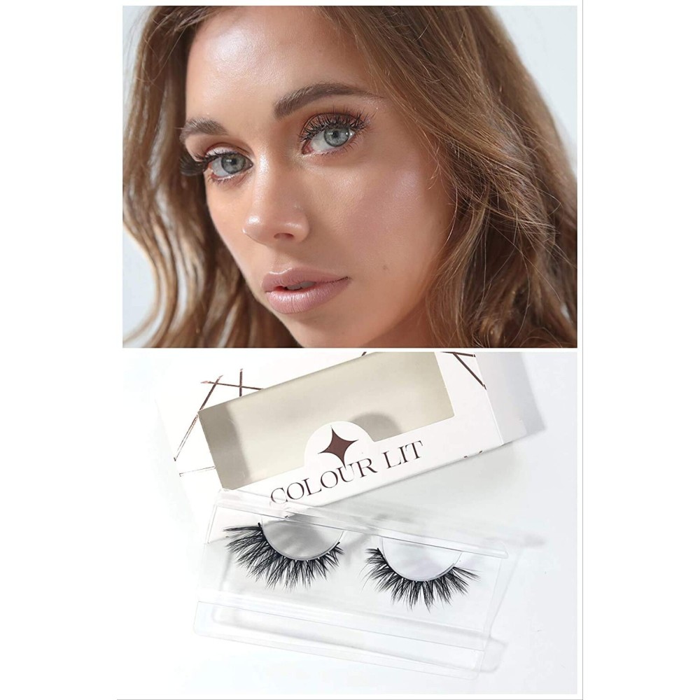ColourLit It Factor Faux Mink Eyelashes - Professional 3D False Lashes - Handmade Cruelty Free Long Fake Eyelashes - Dramatic Natural Faux Lashes - Disruptor