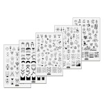 5Pcs Geometry Marine Sea Nail Stamping Plate French Style Template Flowers Moon Star Pattern Nail Stamp Plates Shell Letter Image Painting Nail Art Stencils Manicure Big Size Nail Stamp Tools