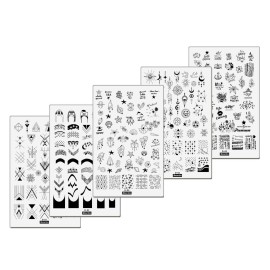 5Pcs Geometry Marine Sea Nail Stamping Plate French Style Template Flowers Moon Star Pattern Nail Stamp Plates Shell Letter Image Painting Nail Art Stencils Manicure Big Size Nail Stamp Tools