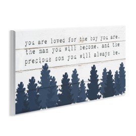 Stupell Industries You Are Loved For The Precious Son You Are Navy Blue Forest Wall Plaque Art Design By Artist Daphne Polselli, 7 x 17