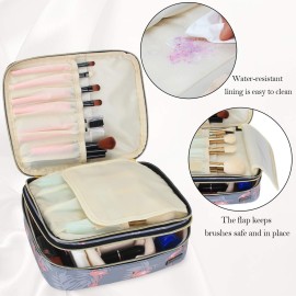 Teamoy Travel Makeup Brush Organizer, Cosmetic Brushes Bag Case with Compartment for Brushes and Beauty Essentials, Flamingo Teamoy Travel Makeup Brush Organizer, Cosmetic Brushes Bag Case with Compartment for Brushes and Beauty Essentials, Flamingo