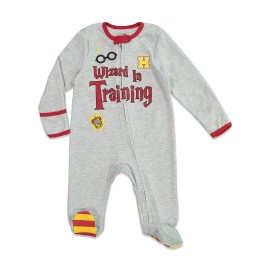 Harry Potter Newborn Baby Boy or Girl Zip Up Sleep N\' Play, Bib, Blanket and Burp Cloth 4 Piece Outfit Set 0-6 Months