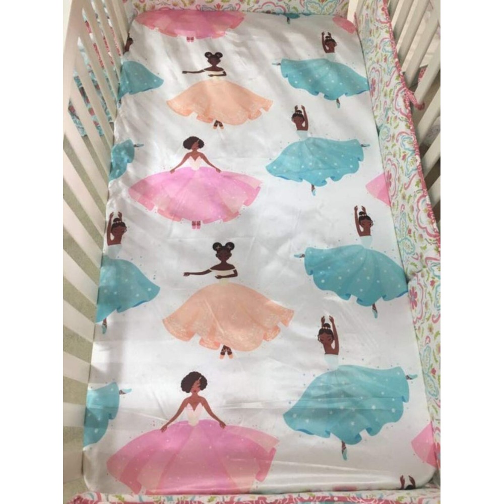 Beddings Place Satin Fitted Crib Sheet for Babies, Girls, Ballerina, Toddler Bed, daybed to retain Hair Moisture Size (Standard Crib Sheet, Ballerina, Princess)