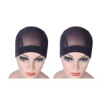 YANTAISIYU 2 Pcs/Lot Wig Caps Mesh Cap for Making Wig Stretchable Hairnets with Wide Elastic Band Mesh Dome Cap for Wigs (Black Mesh Cap L)