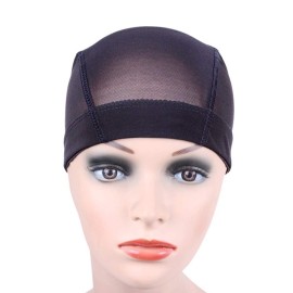 YANTAISIYU 2 Pcs/Lot Wig Caps Mesh Cap for Making Wig Stretchable Hairnets with Wide Elastic Band Mesh Dome Cap for Wigs (Black Mesh Cap L)