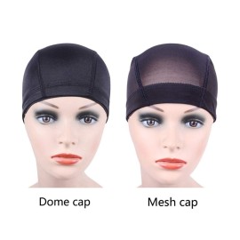 YANTAISIYU 2 Pcs/Lot Wig Caps Mesh Cap for Making Wig Stretchable Hairnets with Wide Elastic Band Mesh Dome Cap for Wigs (Black Mesh Cap L)