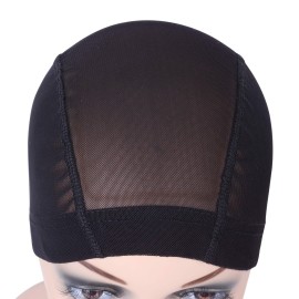 YANTAISIYU 2 Pcs/Lot Wig Caps Mesh Cap for Making Wig Stretchable Hairnets with Wide Elastic Band Mesh Dome Cap for Wigs (Black Mesh Cap L)