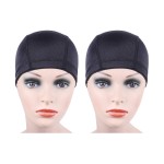 YANTAISIYU 2 Pcs/Lot Black Dome Cap Wig Caps Stretchy Wig Cap with Wide Elastic Band for Making Wig (Dome Cap S)
